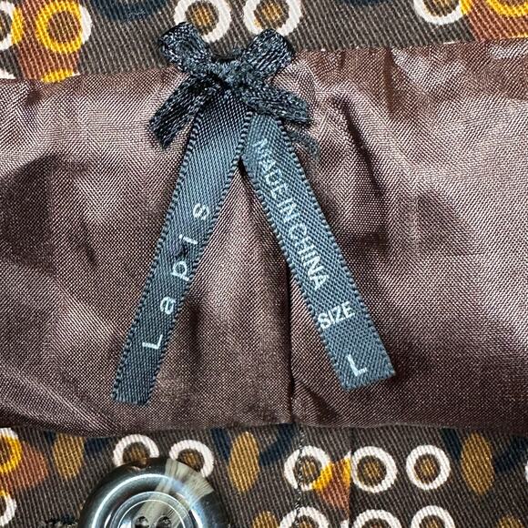 Lapis Blazer Women Large Brown Circle Print Cropped Suit Office Corporate Jacket - Picture 3 of 11